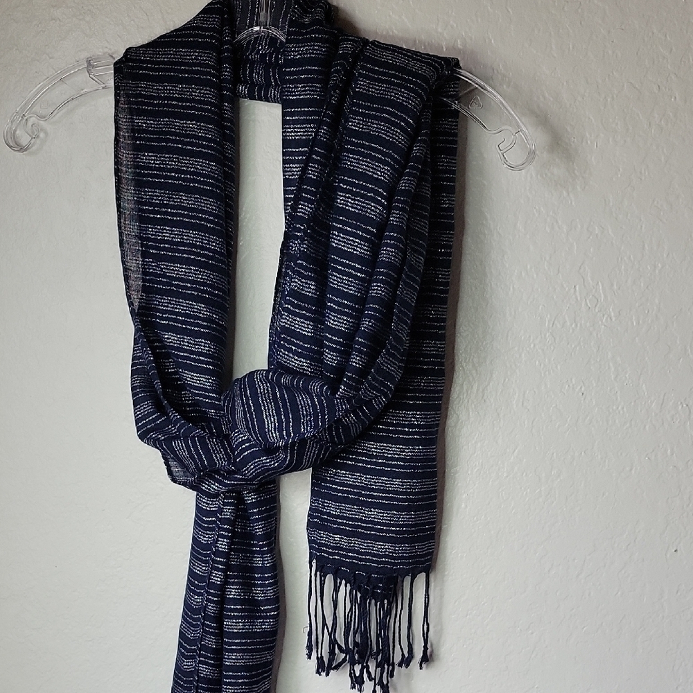 PINK Victoria's Secret Navy and White Striped Scarf Size 80x17